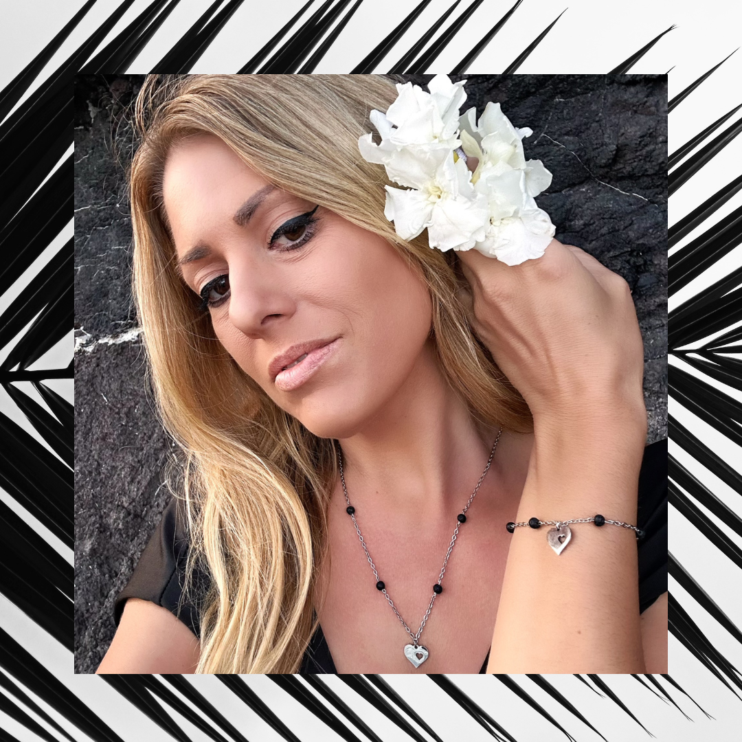 Exclusive Raw Lava Love Set by Infinity Muse Jewelry This exclusive necklace and bracelet set from Infinity Muse Jewelry combines modern minimalism with the raw energy of the earth. Each piece of jewelry can be purchased individually or as a complete set. Discover the exquisite combination of premium surgical steel and the raw energy of 4 mm natural lava stones, available in two variants — deep black or pure white.