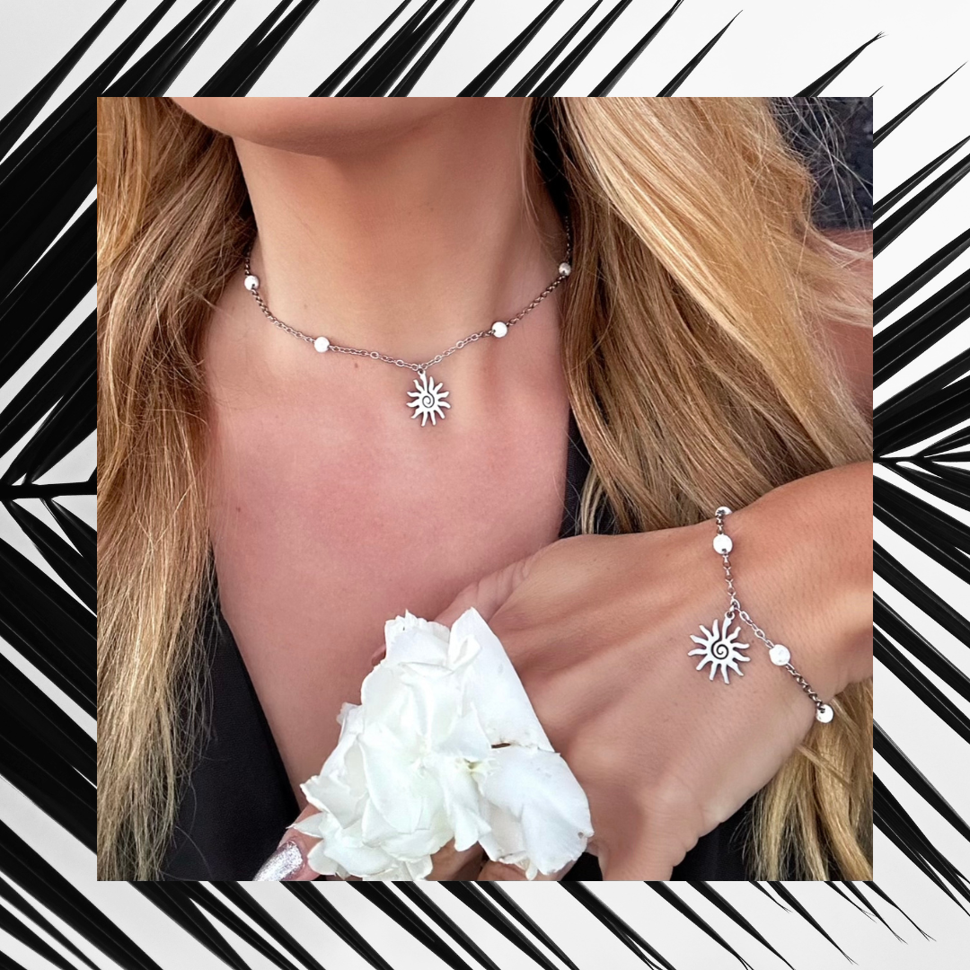 Exclusive Raw Lava Love Set by Infinity Muse Jewelry This exclusive necklace and bracelet set from Infinity Muse Jewelry combines modern minimalism with the raw energy of the earth. Each piece of jewelry can be purchased individually or as a complete set. Discover the exquisite combination of premium surgical steel and the raw energy of 4 mm natural lava stones, available in two variants — deep black or pure white.